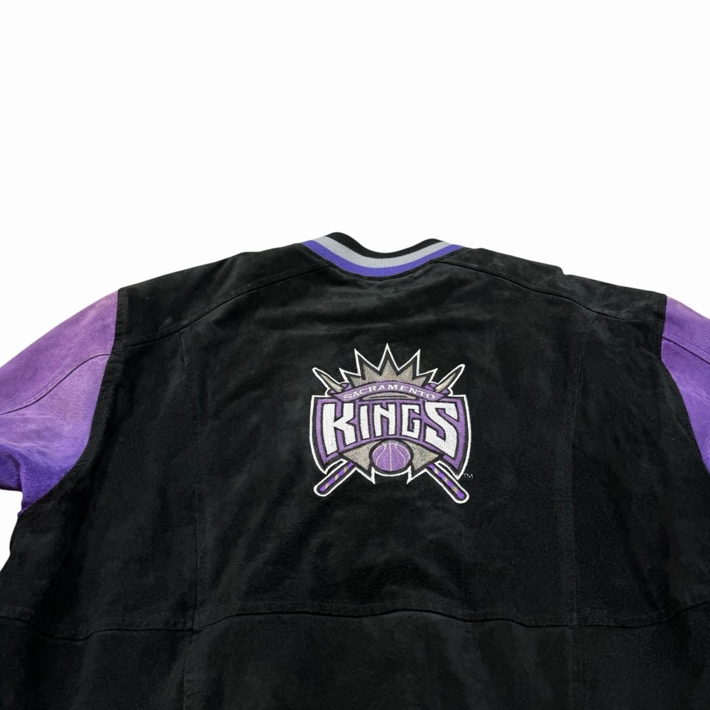 Vintage Jeff Hamilton Sacramento‎ Kings Black Purple Suede Jacket Size XL - Picture 2 of 12